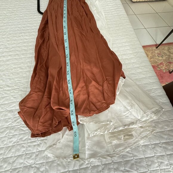 Letmebe Anthropologie XS Halter Maxi Dress Brown & White Colorblock Viscose - Picture 12 of 13